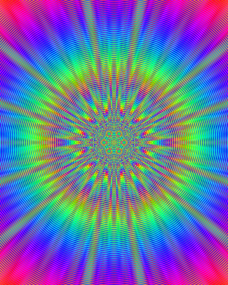 12-frame animated lenticular hologram. Wave interference pattern formed with 6 sinc functions.